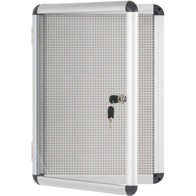 Vitrine intérieure extra plate acier laqué porte battante cadre aluminium Bi-Office Enclore - 2 feuilles