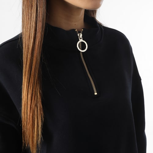 Sweat Col Zippé Femme Relaxed 7548 Noir