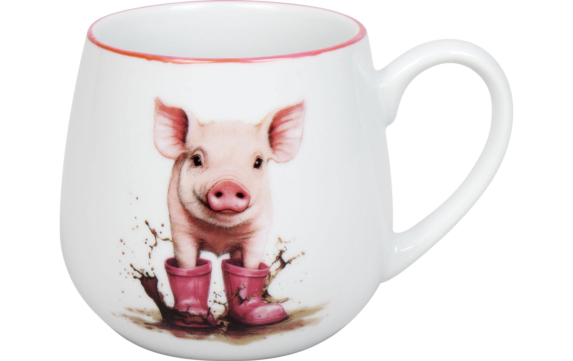 Universaltasse Tapsiges Schweinchen 400 ml, WeissKuschelbecher