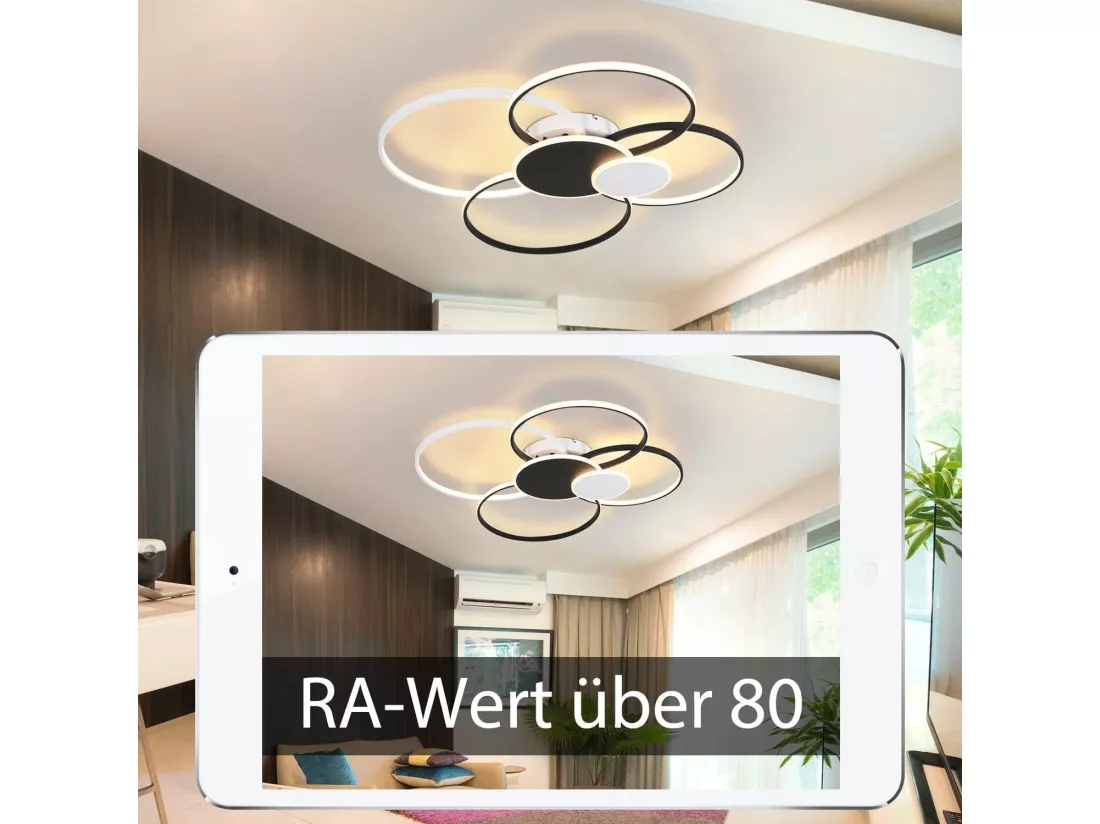 NETTLIFE Plafonnier LED Salon - Grande lampe de salon moderne 94 cm dimmable 72 W avec télécommande pour chambre bureau hôtel cuisine