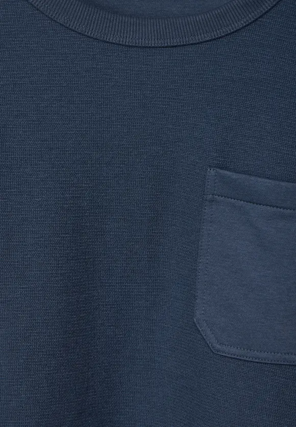 Struktur Langarmshirt - dark dust blue