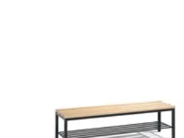 Bænk, CP Basic, med skohylde bøg/antracit, 42 x 150 x 35,3 cm