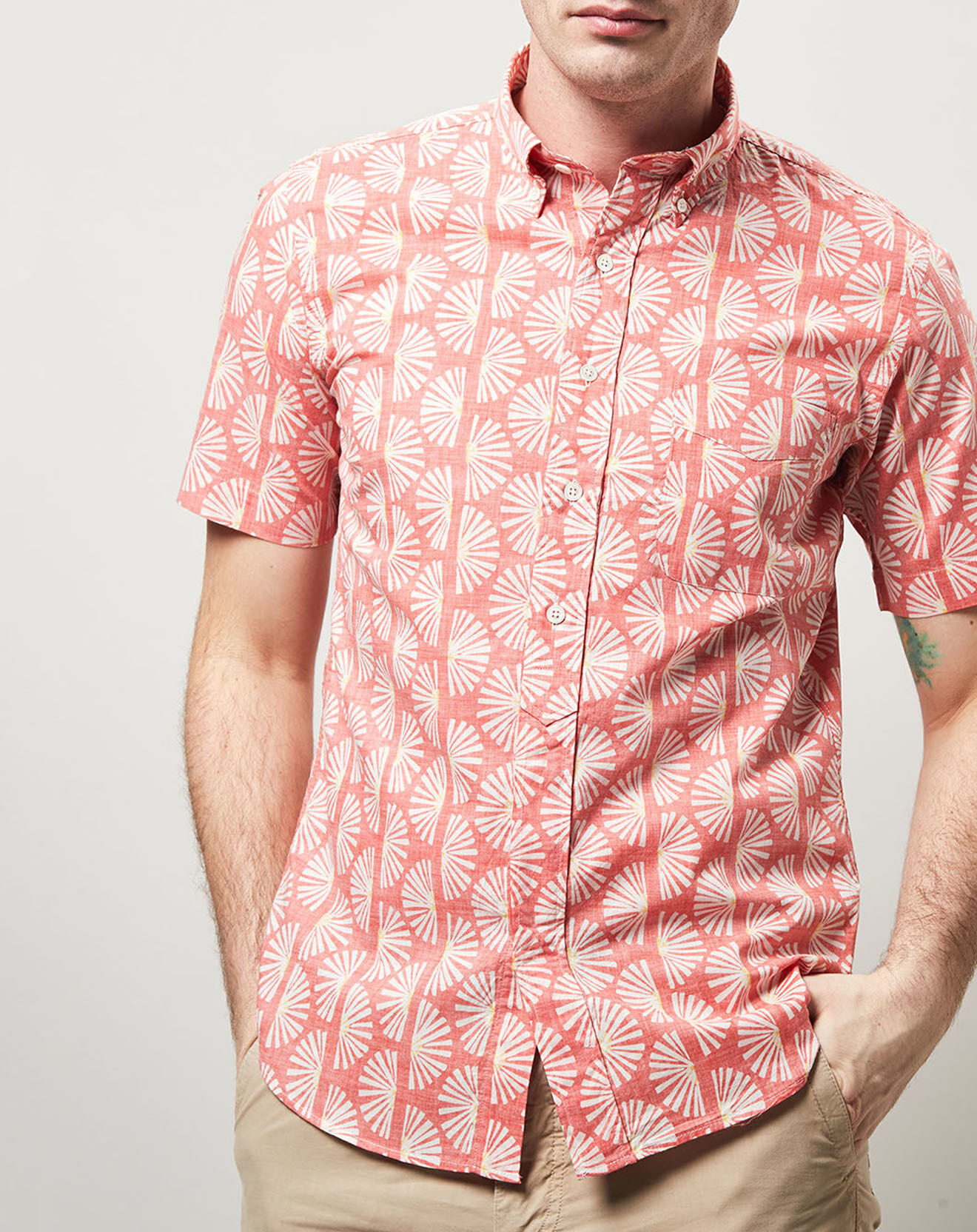 Hartford Chemise slim imprimée Sander rouge