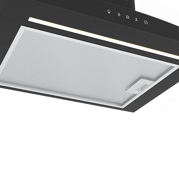 Hotte incurvée en verre noir GoodHome GHCG60LKBL, 60 cm