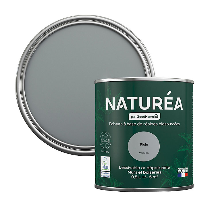 Peinture murs et boiseries Naturéa par GoodHome pluie velours 0.5L