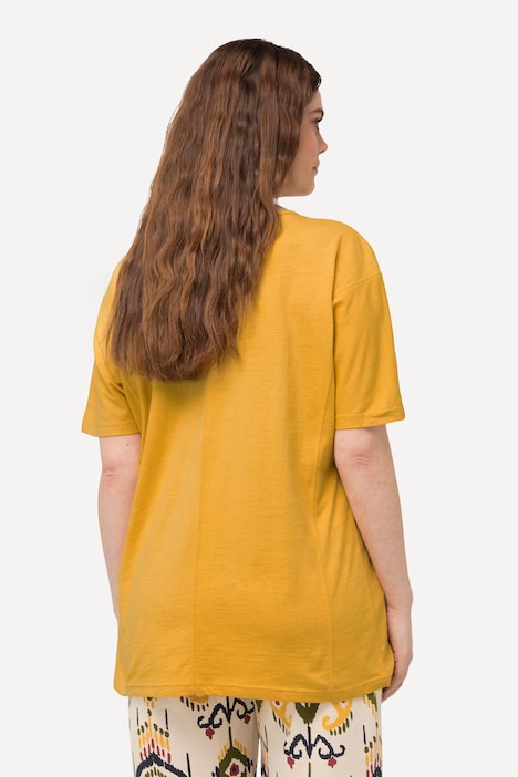 T-Shirt, Ziernähte, V-Ausschnitt, Halbarm, Biobaumwolle