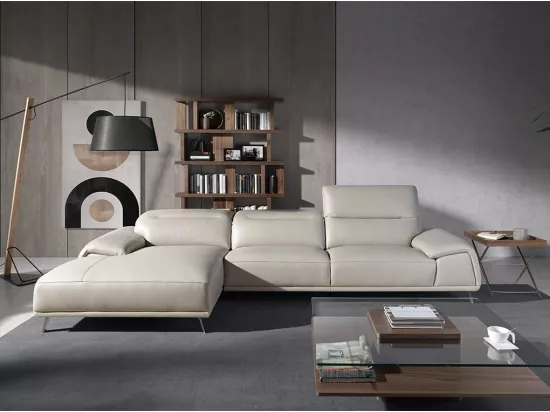 Chaise longue en cuir de vachette taupe 6149 ANGEL CERDA