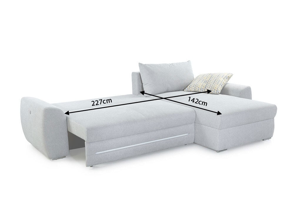 Ecksofa Basel, Stoffbezug grau, Stellmaß 278 x 180 cm