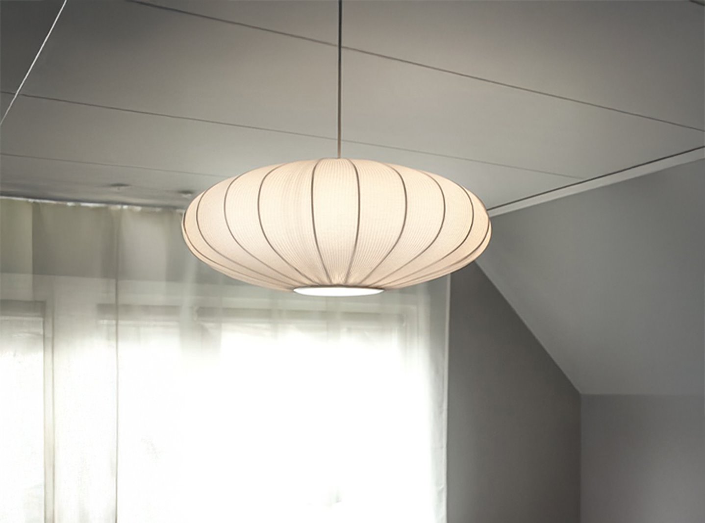 Mamsell taklampe Hvit taklampe med tekstilskjerm