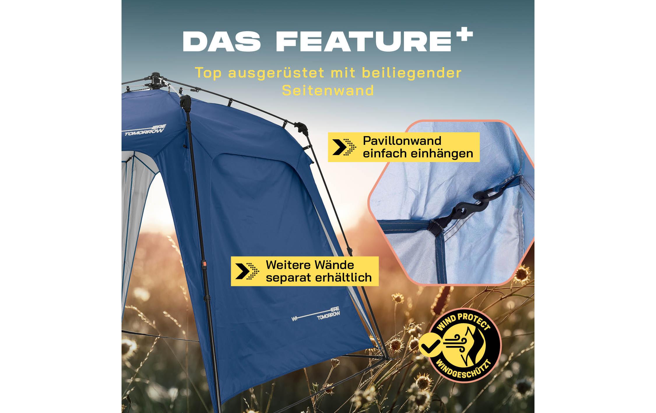 Pavillon Pop Up - Blau<br>Outdoor-Pavillon mit Seitenschutz
