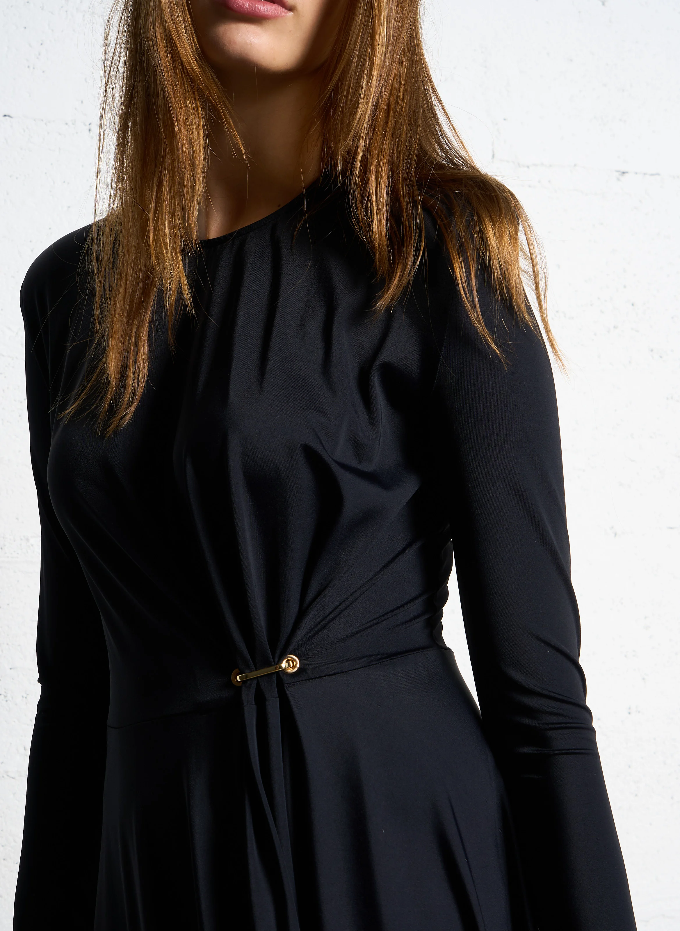 Robe longue col rond| Noir