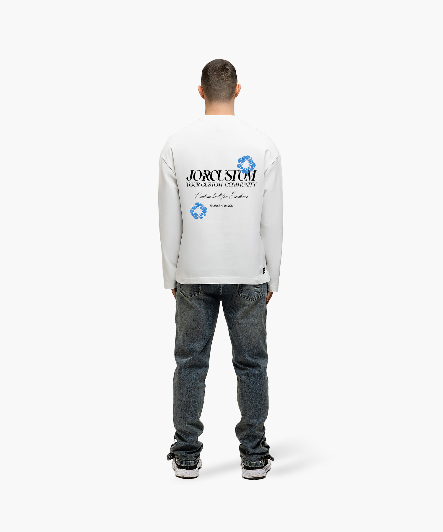 Jorcustom Flowers Longsleeve T-Shirt Heren Wit