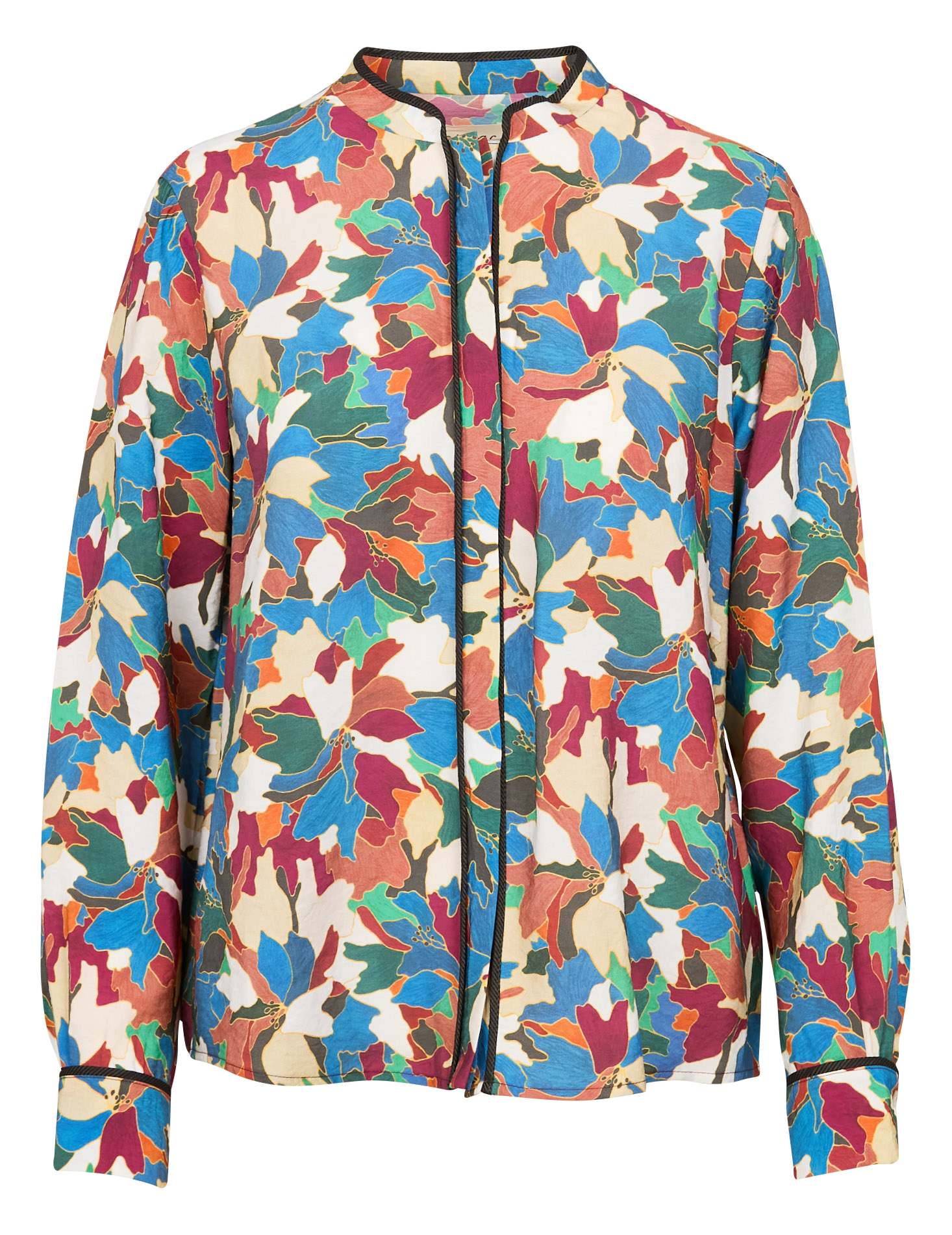 BLOOM - Chemise col mao droite imprimée | Bleu