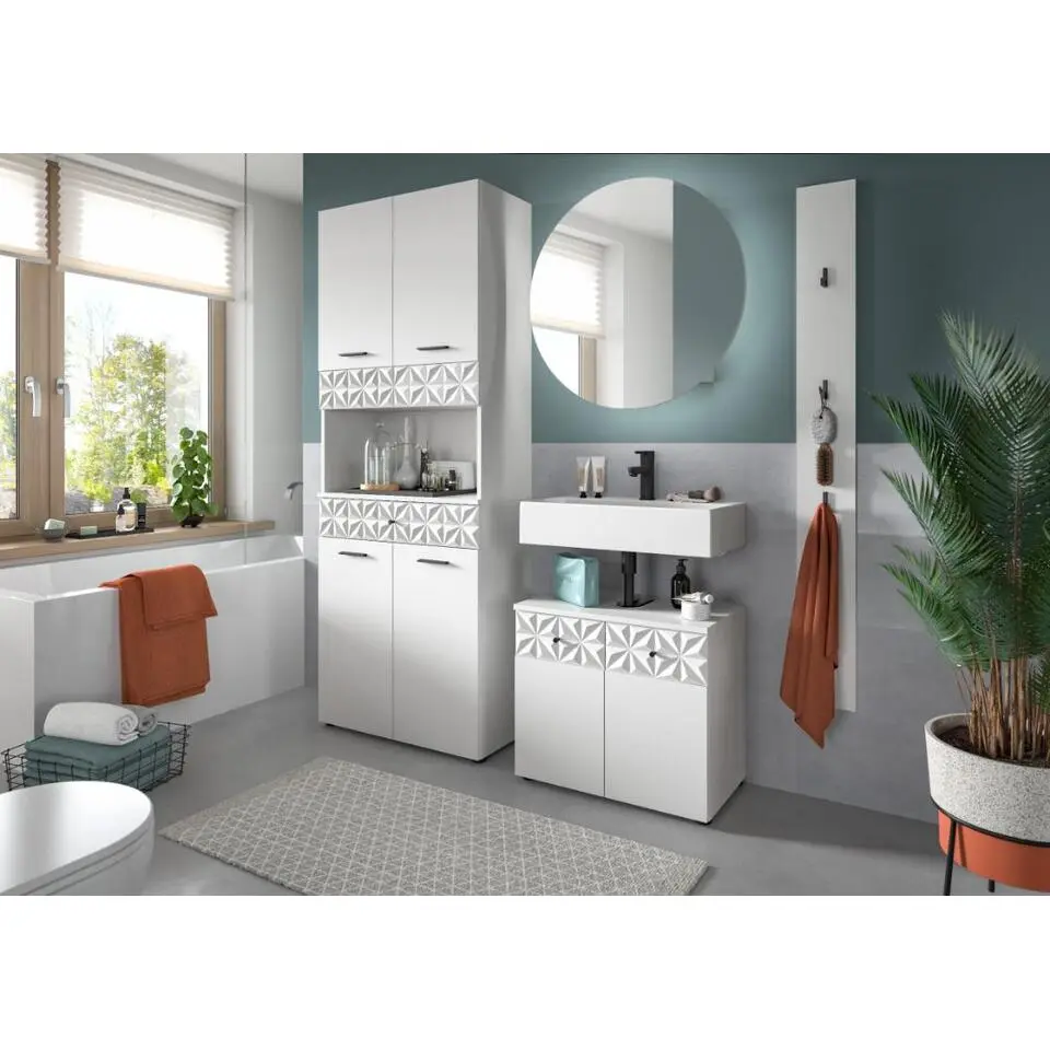 Hioshop Prisma wastafel 2 deuren wit