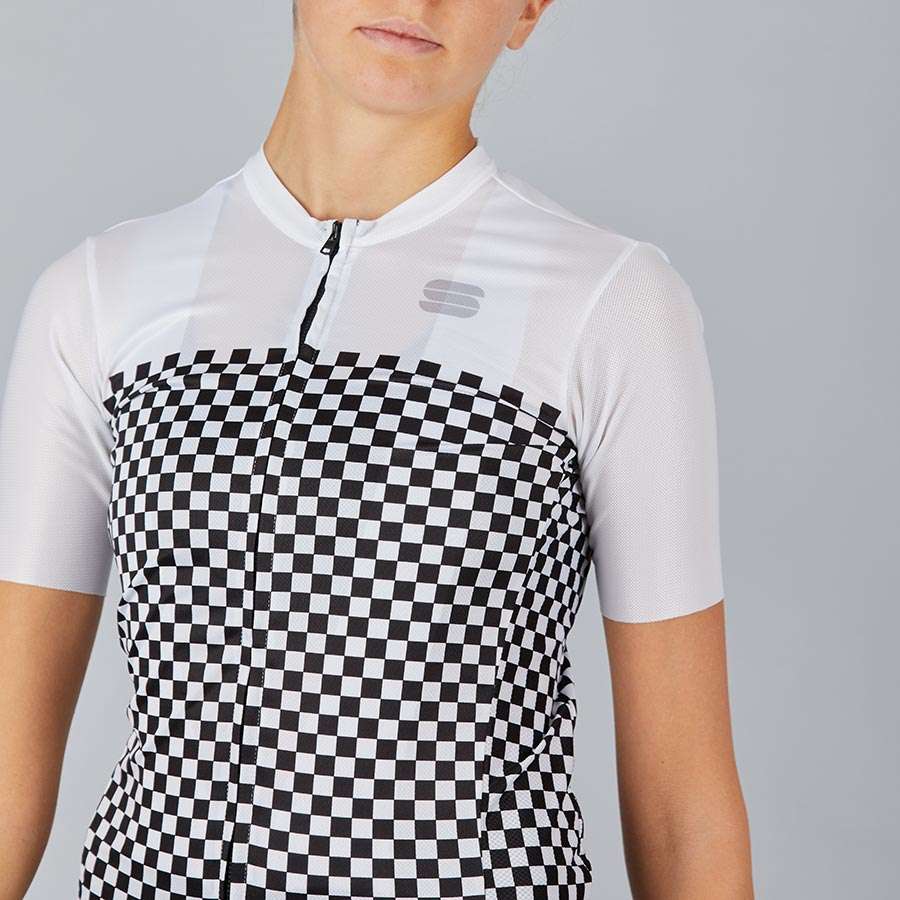 Sportful Checkmate Fietsshirt Korte Mouwen Wit Dames
