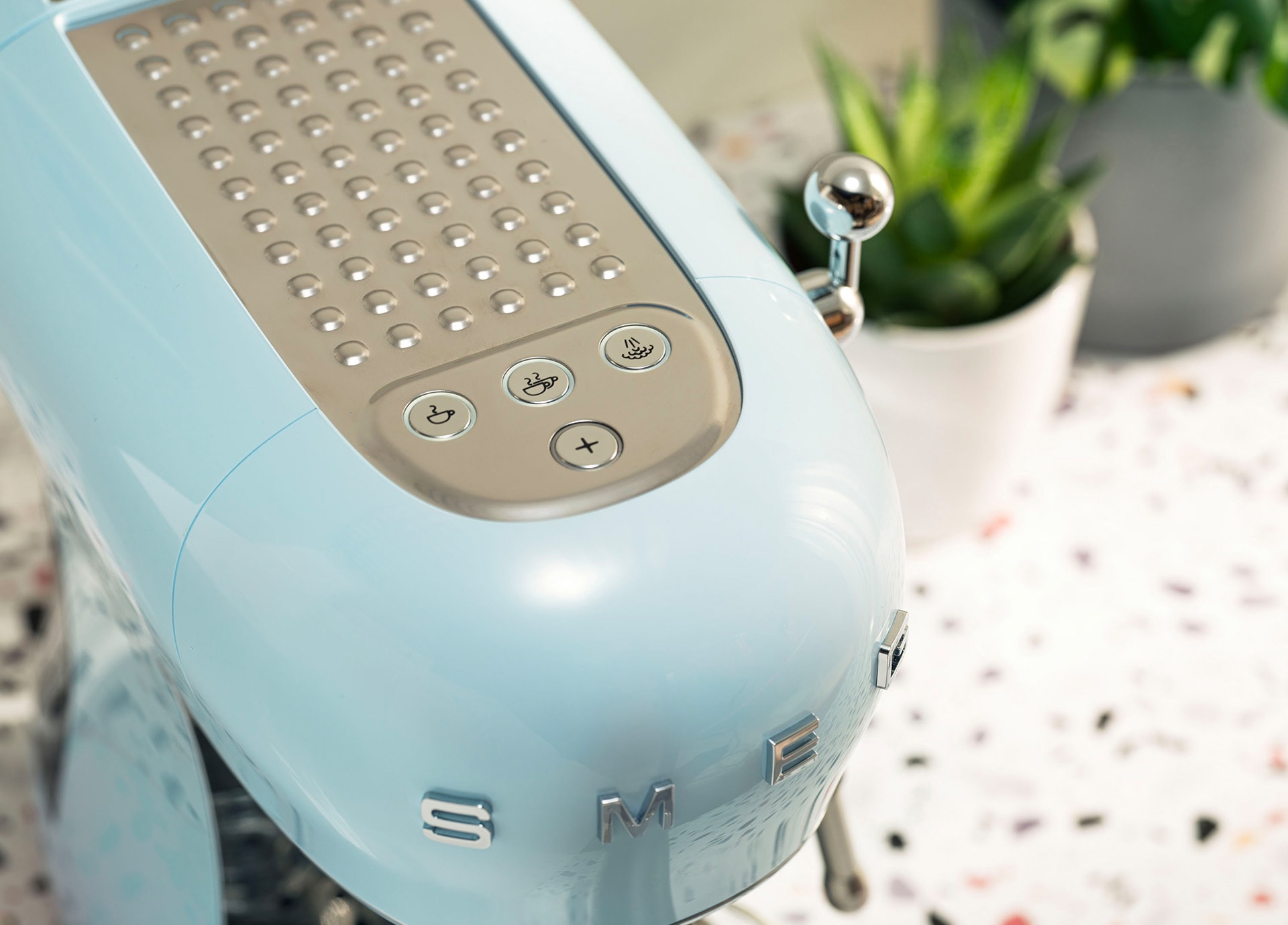 SMEG Espresso-Kaffeemaschine Pastellblau 50's Style