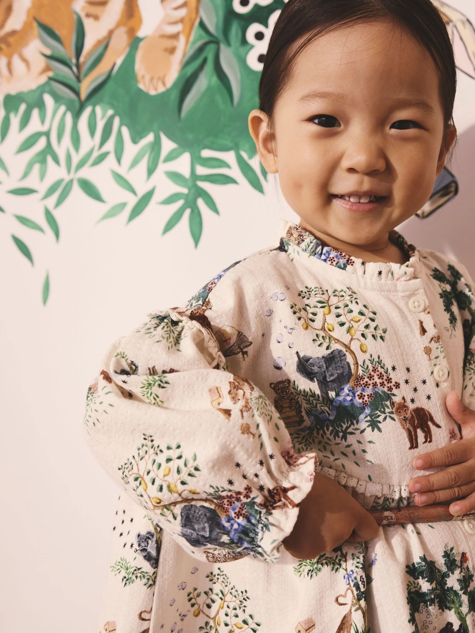 Crème - Cath Kidston jurk met lange mouwen (3mnd -7jr)