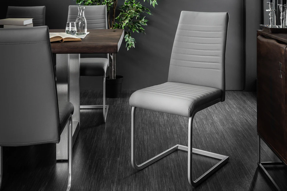 riess-ambiente Stuhl APARTMENT - antik taupe mit Metallgestell Freischwinger Industrial