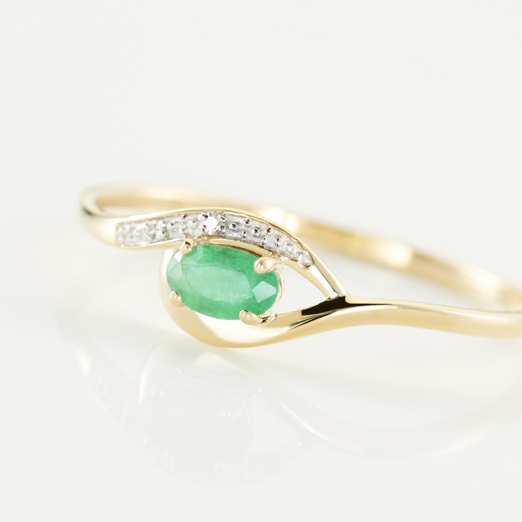 Bague Emotion Or Jaune Emeraude Diamant