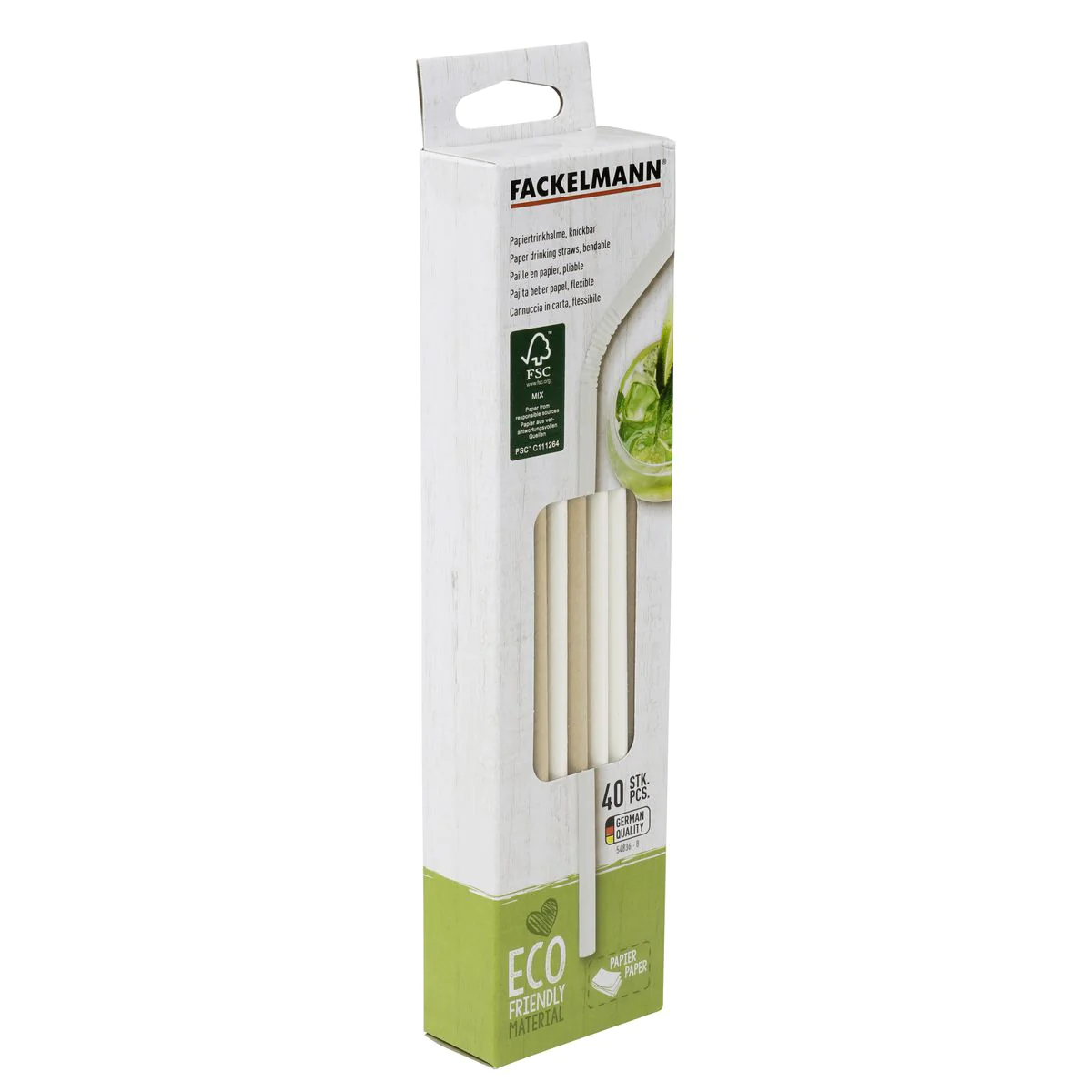 Boite de 40 pailles flexible en papier Eco Friendly Fackelmann
