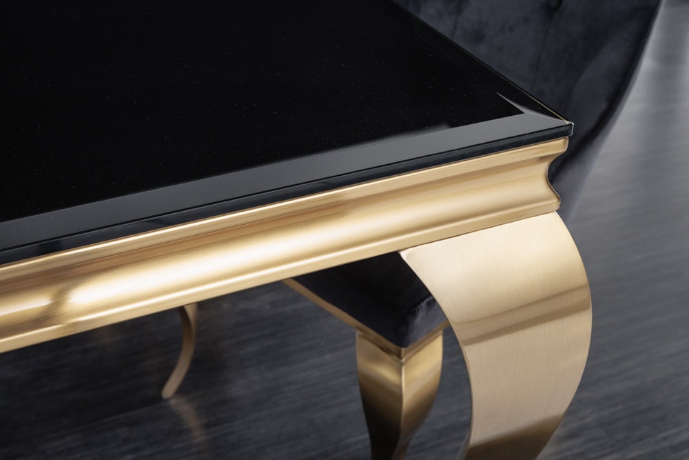 riess-ambiente Esstisch MODERN BAROCK - 180cm schwarz gold Edelstahl Opalglas Tischplatte
