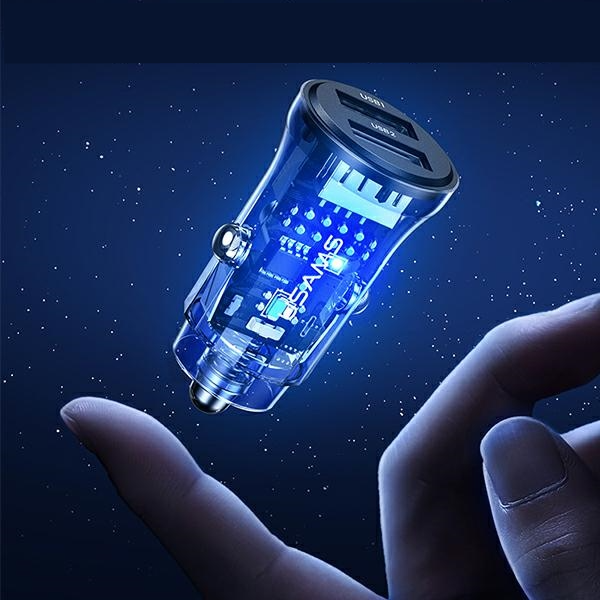 (3A) Dual USB A Auto KFZ Ladegerät Schnellladegerät für Zigarettenanzünder Power Delivery (USA001174) - Transparent