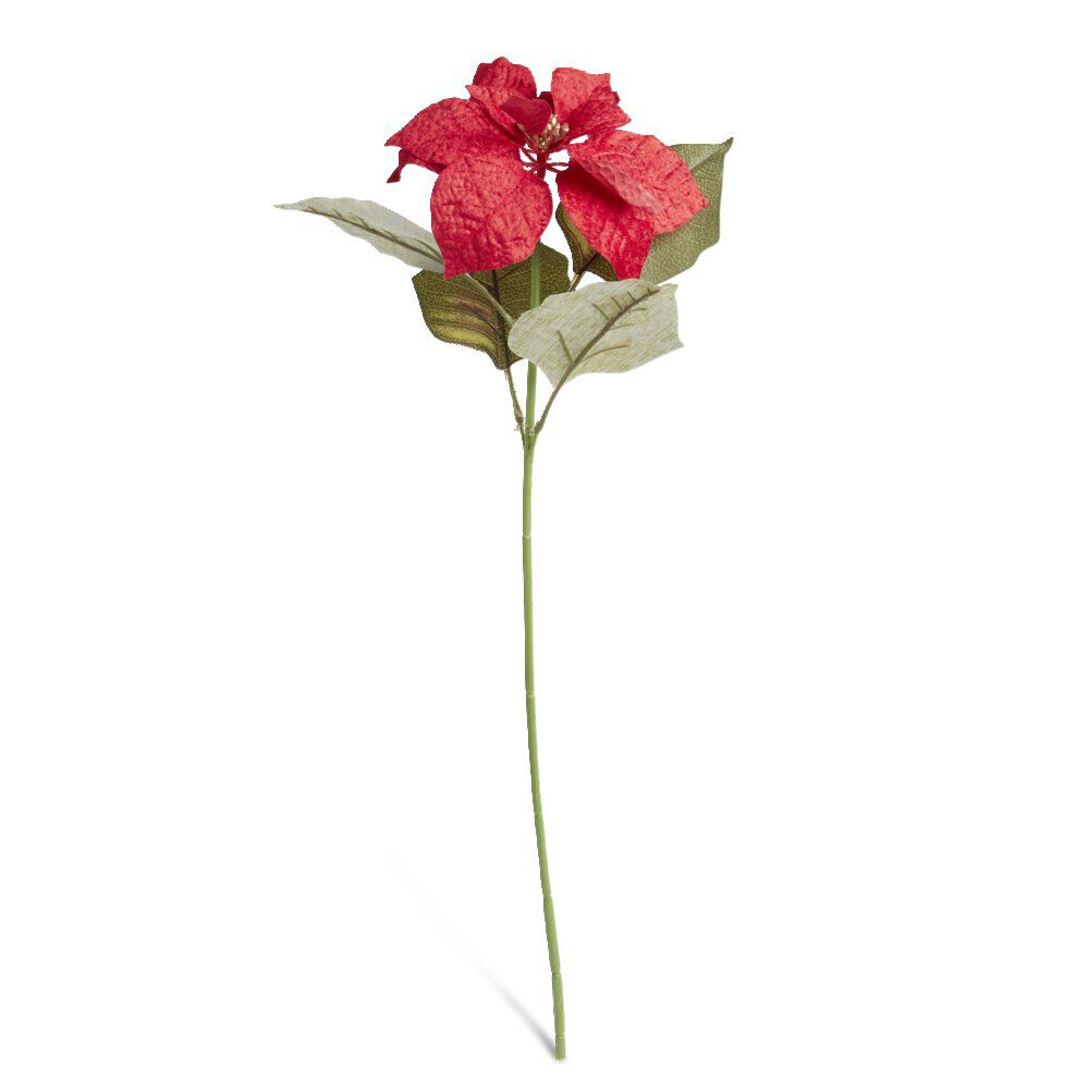 Fleur tige poinsettia rouge ou blanc H60cm - 2 modèles