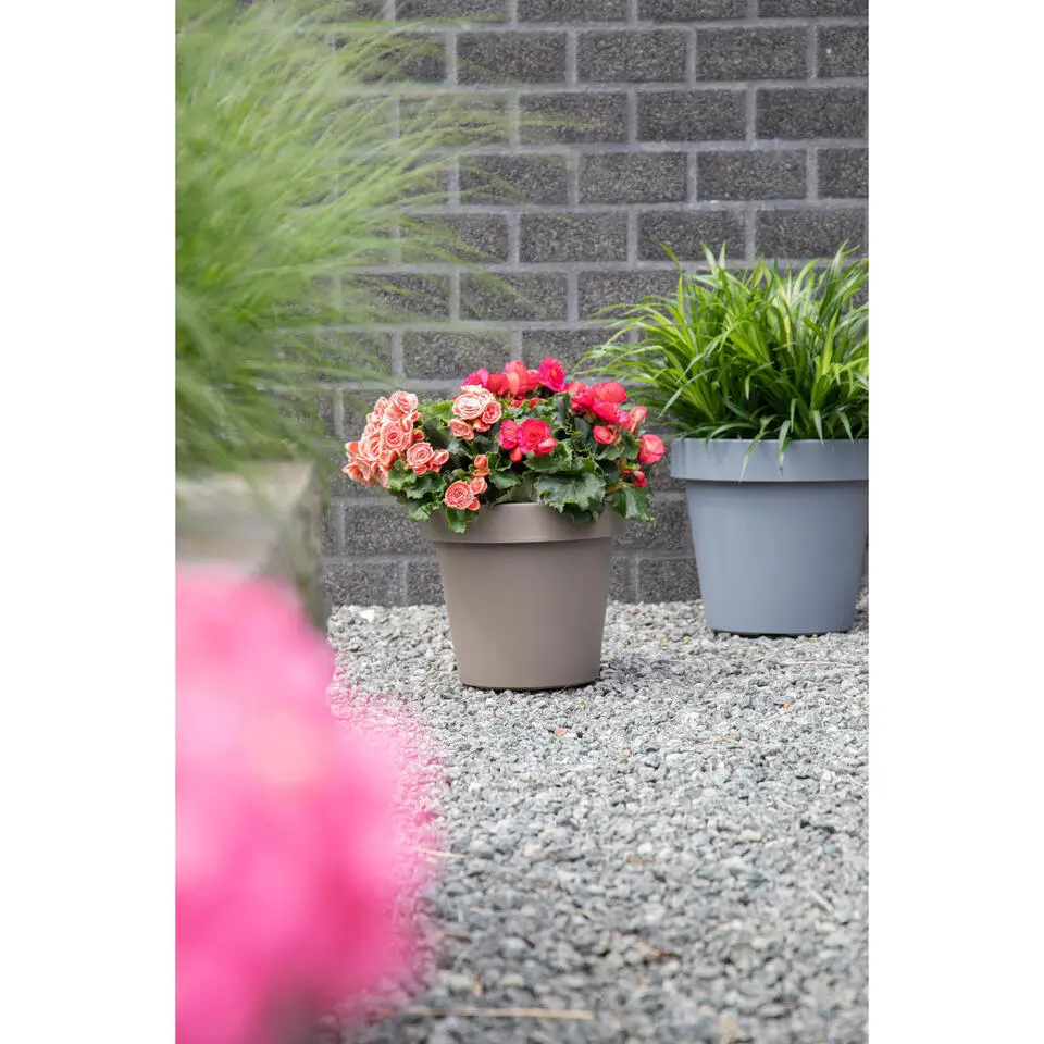 Mega Collections Plantenpot/bloempot - kunststof - taupe - D25 cm