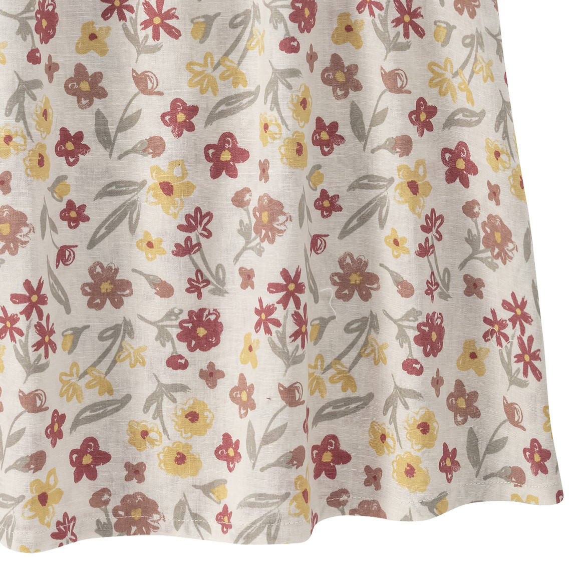Topolino Pure Collection Mädchen Leinen-Kleid mit Blumen allover dunkelrot / creme / bunt