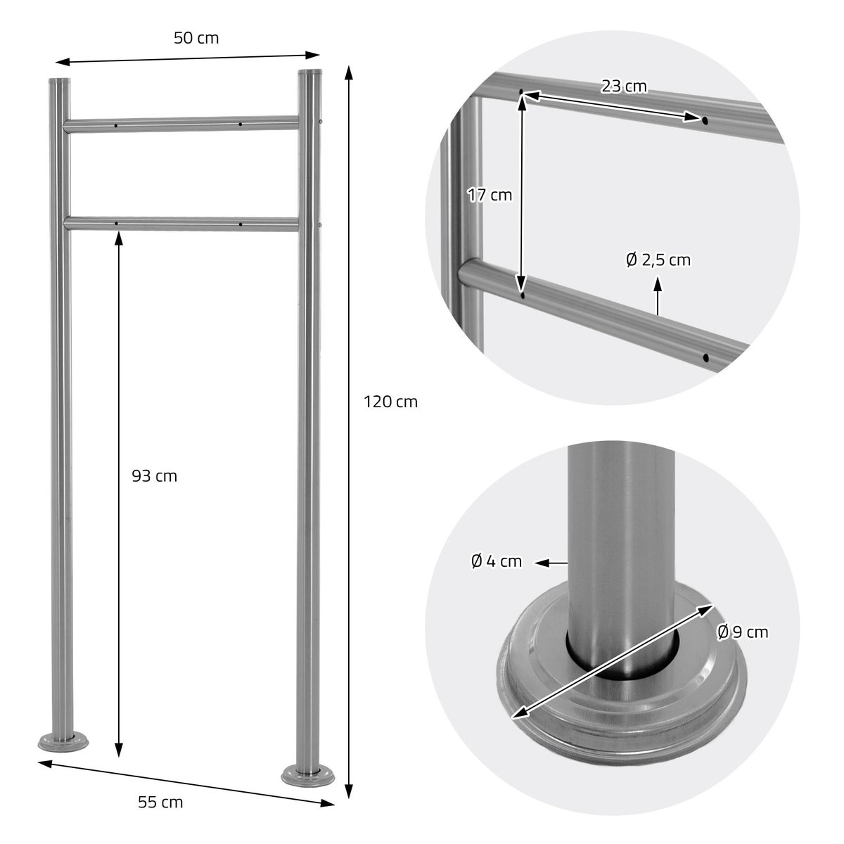 ECD Germany vrijstaande brievenbus met krantenvak, design brievenbus met post, brievenbussysteem, brievenbusstandaard zilver 120 cm roestvrij staal, brievenbus antraciet houtlook gepoedercoat roestvrij staal