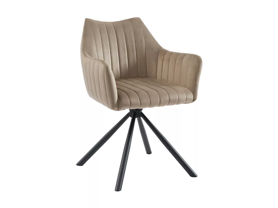 Lot de 2 chaises avec accoudoirs en velours et métal - Beige - IZIALI