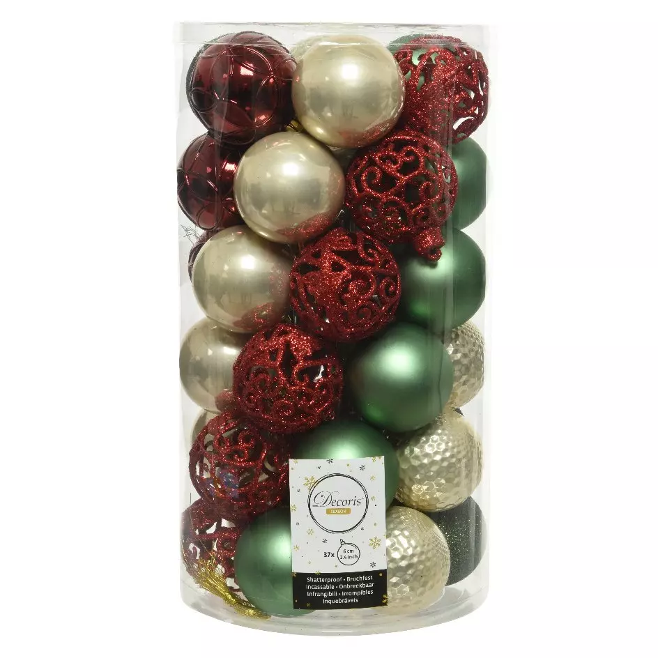 Lot de 37 boules de Noël (D60 mm) Alpine mix couleurs Vert sapin