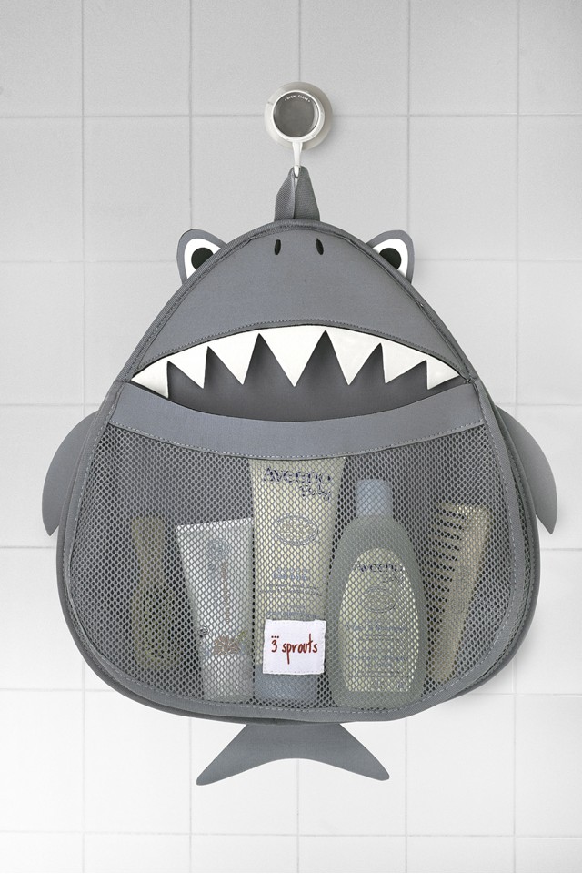 3 Sprouts - Opbevaringspose til Bad - Gray Shark