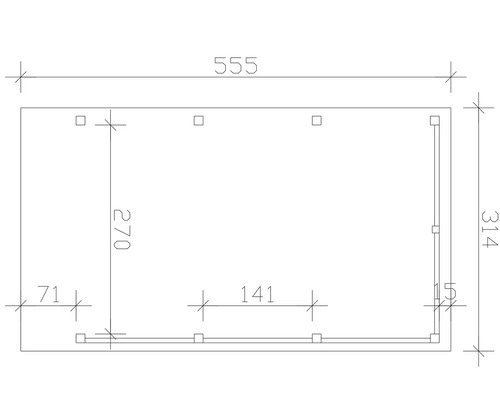 SKAN HOLZ Friesland-Hybride enkele carport inclusief aluminium achter-/zijwand, paalankers 314 x 555 cm drukgeïmpregneerd
