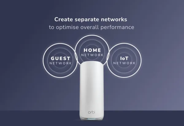 NETGEAR Orbi 870 Series RBE873 - Wi-Fi-system - (router, 2 extendere) - op til 9000 sq.ft - mesh 10GbE, 2.5GbE, Wi-Fi 7 Multi-Band