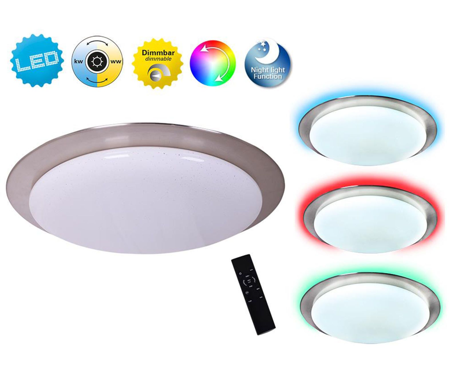 LED-Deckenleuchte TURIN - weiß-alufarben- Ø 42,5 cm