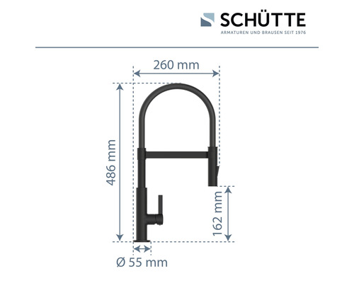SCHÜTTE flexibele keukenkraan MIAMI matzwart 79147