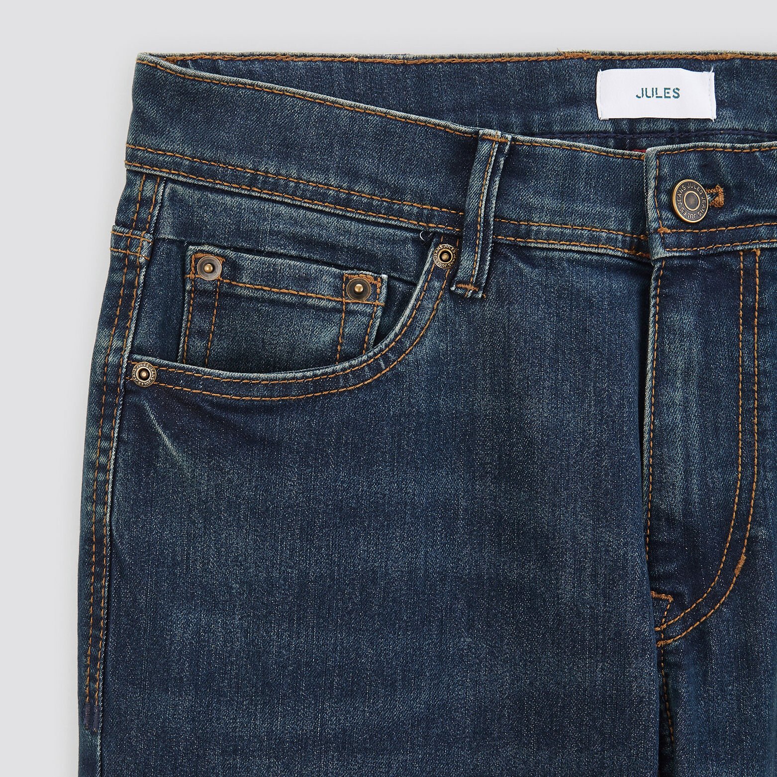 Jean straight 4 longueurs en coton et polyester re Bleu