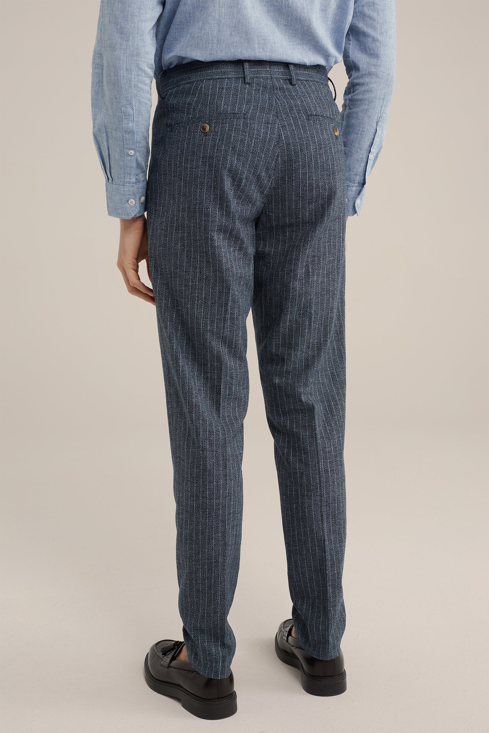 slim fit pantalon van linnenmix WE Fashion Grijsblauw