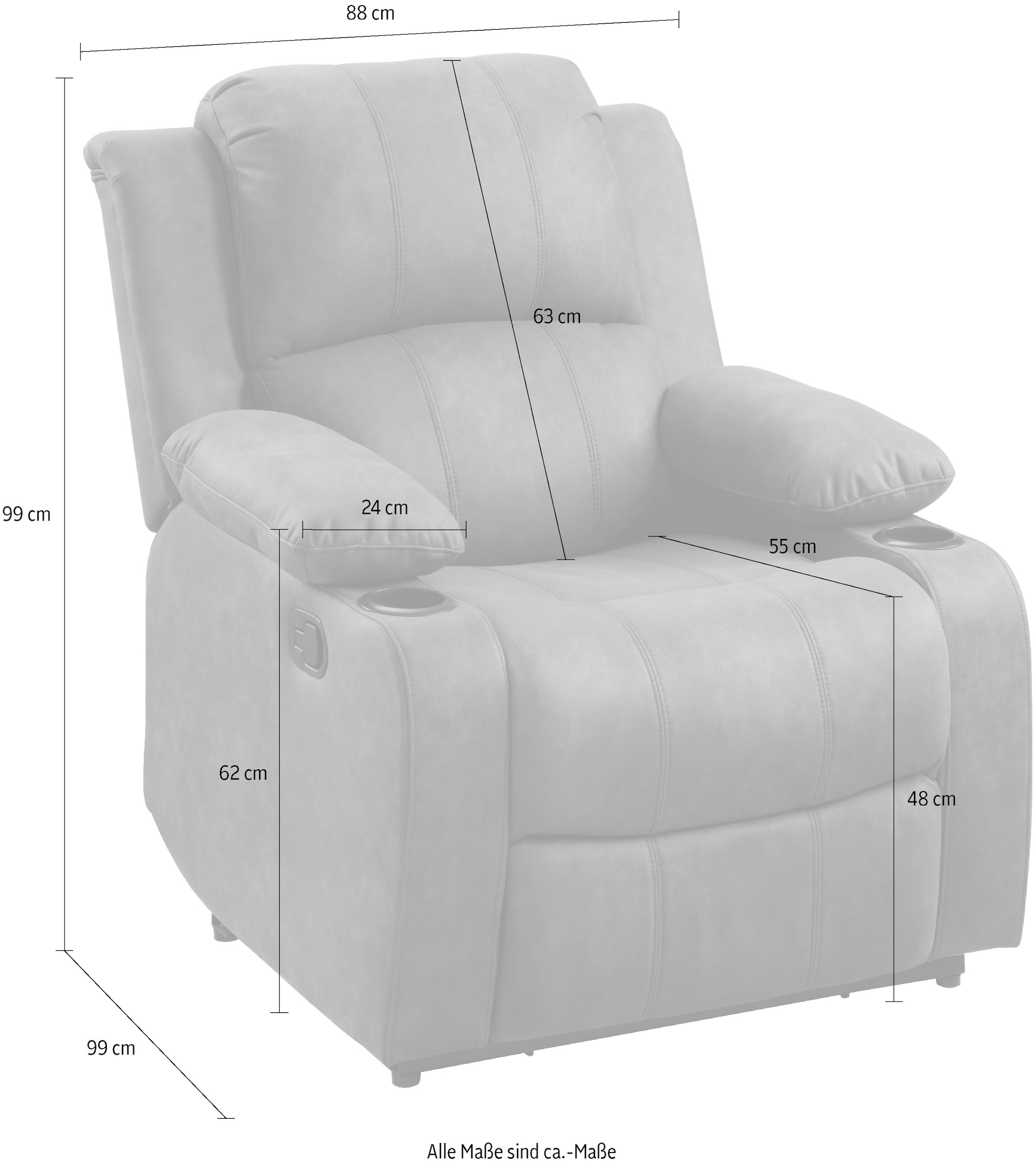 ATLANTIC home collection Relaxsessel »Cicero« mit Relaxfunktion, Federkern und Getränkehalter