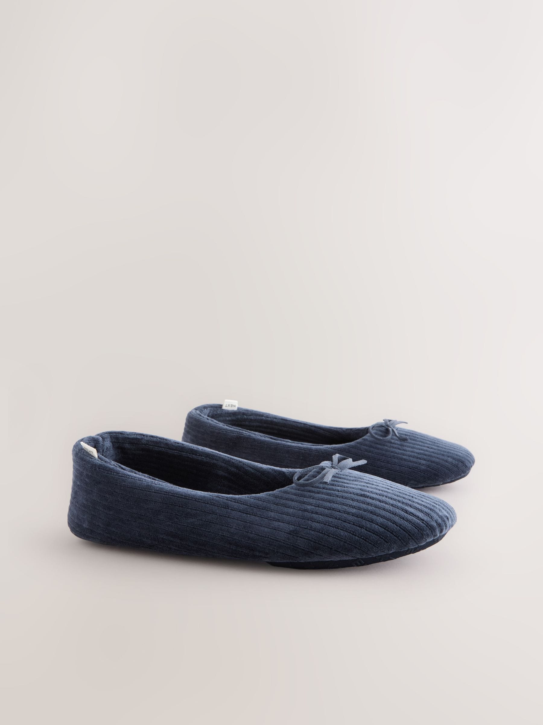 Marineblauw - Velours corduroy balletschoentjes