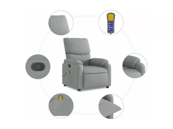 Fauteuil de massage inclinable Gris clair Tissu