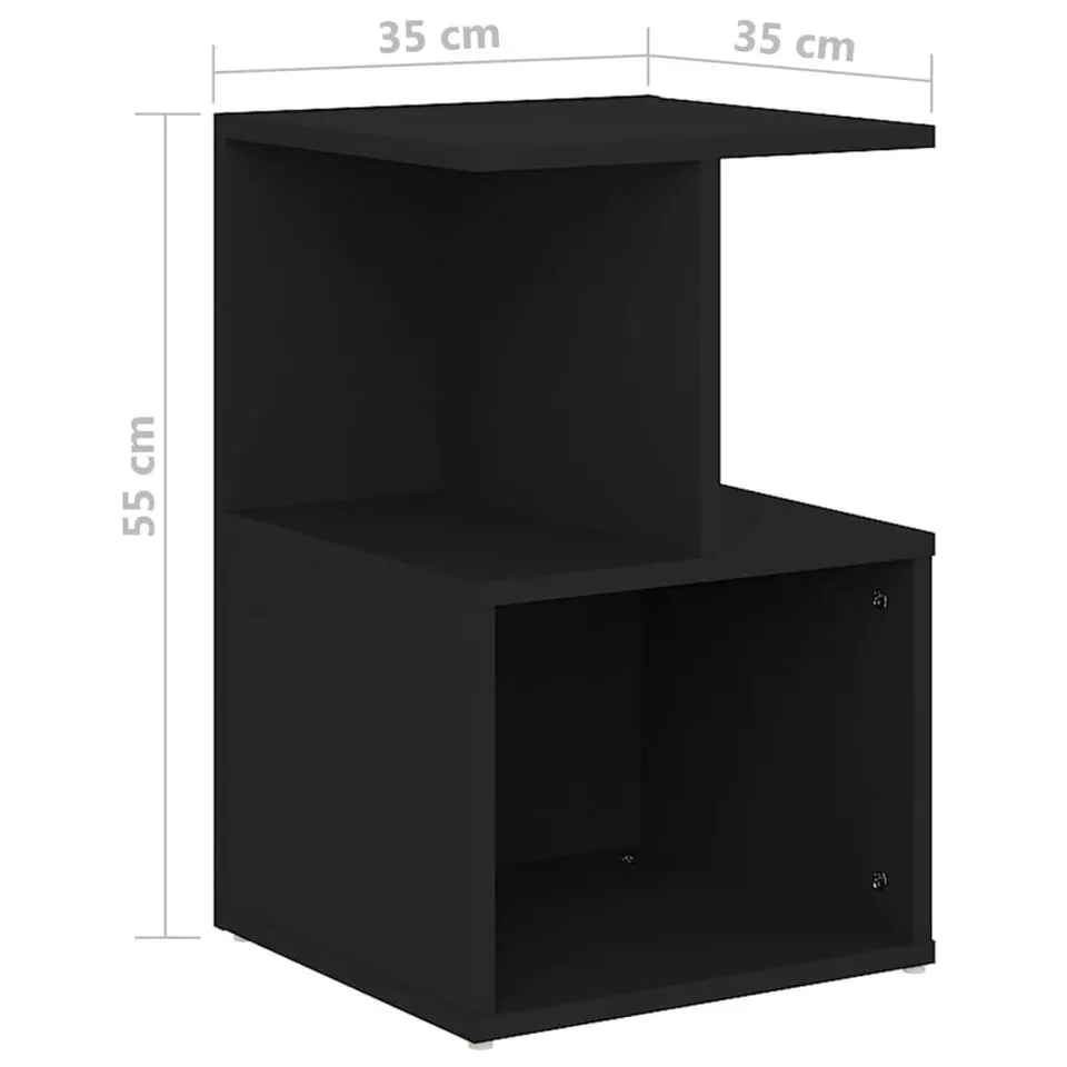 vidaXL - Nachtkastje - Zwart - Bewerkt hout - 2 stuks