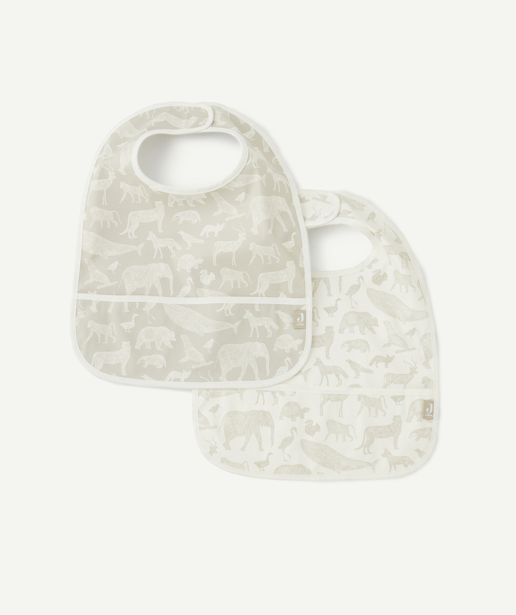 JOLLEINLOT DE 2 BAVOIRS IMPERMÉABLES ET IMPRIMÉS ANIMAUX VERT OLIVE