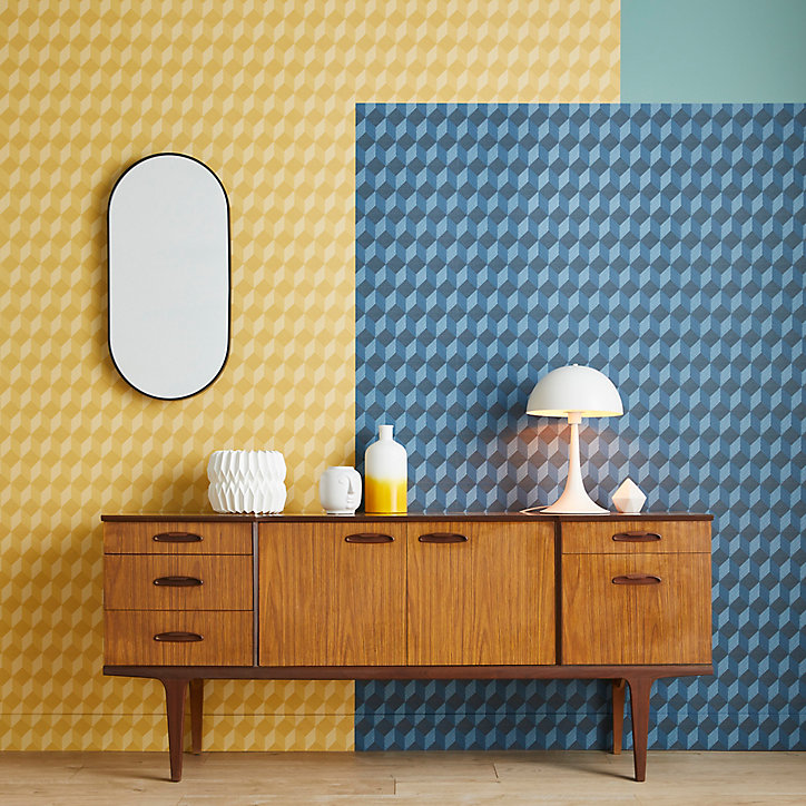 Papier peint vinyle sur intissé géotissage 53 cm x 10m jaune