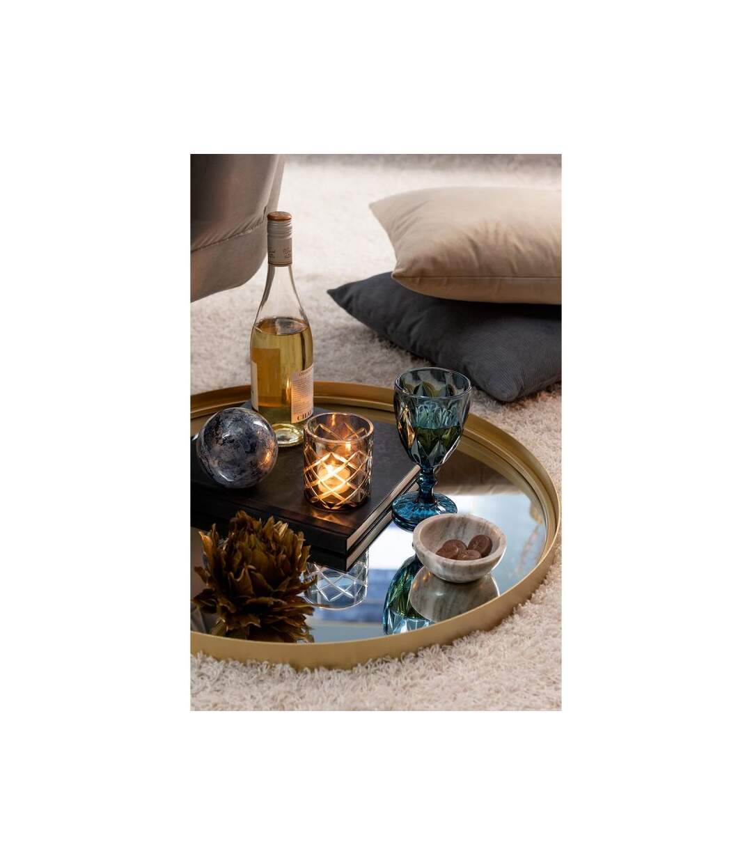 Paris Prix - Miroir Mural Rond Design bord Métal 60cm Or