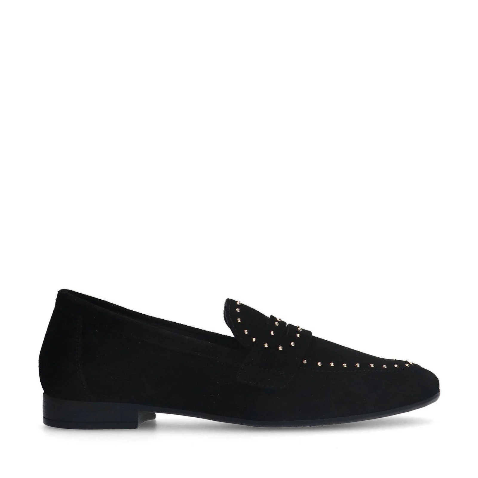 Manfield suède loafers met studs zwart