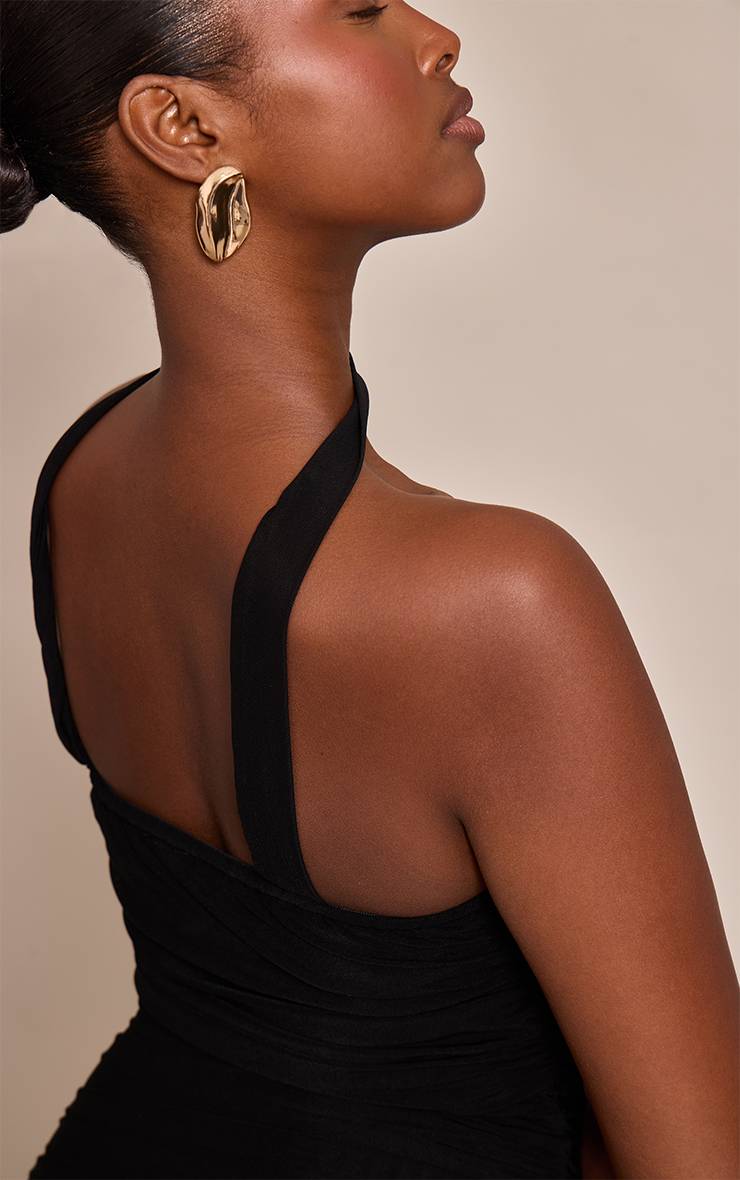 Noir Robe Maxi Taille Basse Avec Détail Écharpe Froncée