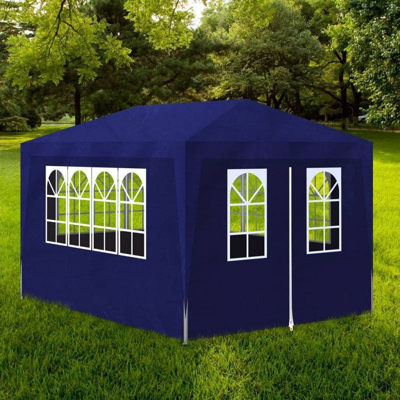 Partytent - Blauw - Polyethyleen - Roestbestendig Staal - Inclusief Montagematerialen