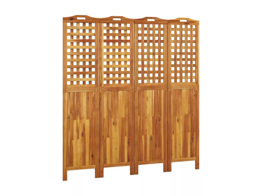 Cloison de séparation 4 panneaux 162x2x180 cm Bois d'acacia